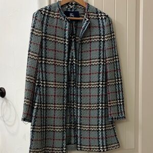 Burberry Blue and Red Plaid Cape